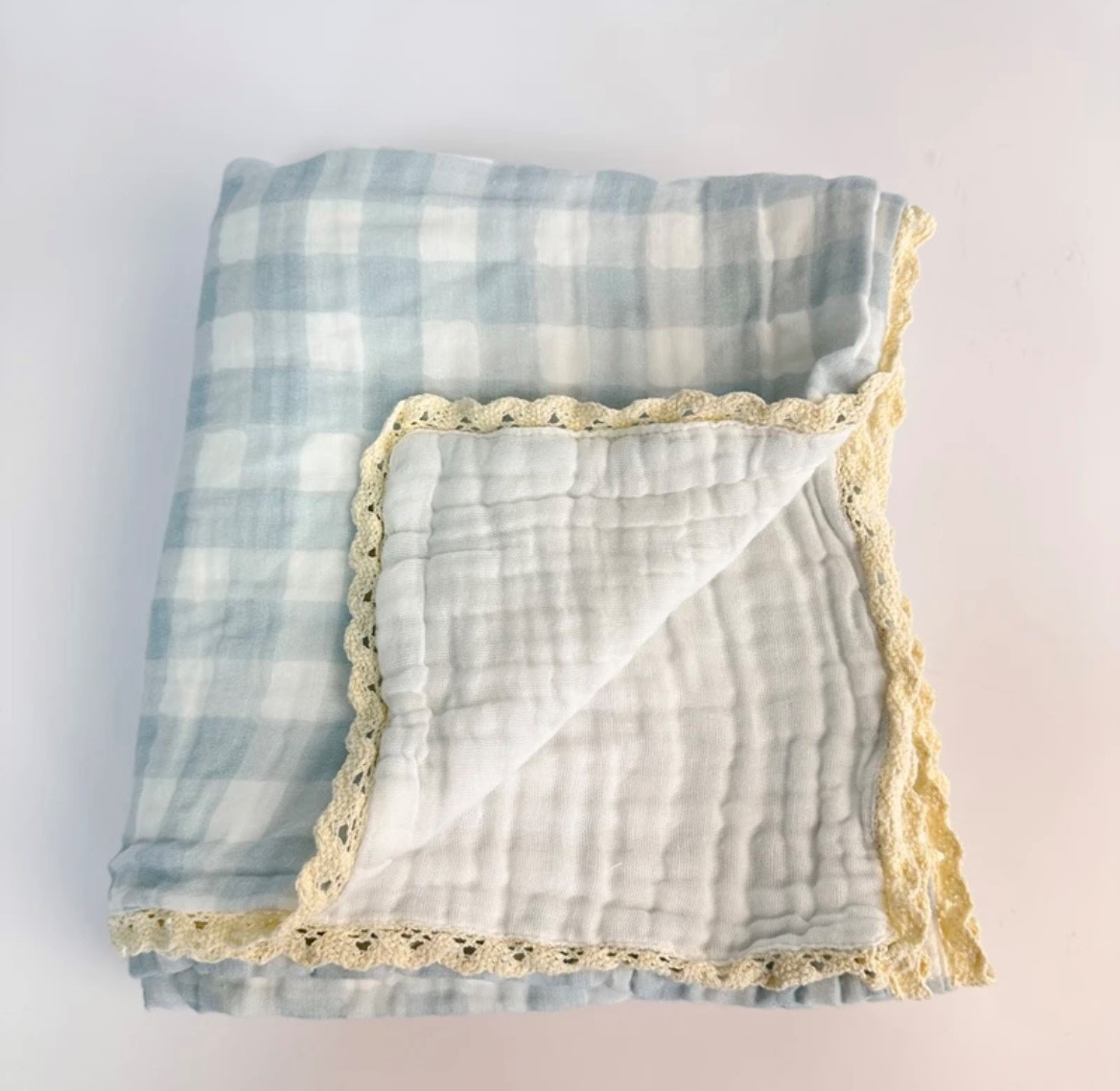 Cornflower Blue Gingham Blanket - To The Moon And Back Children's Bed Linen